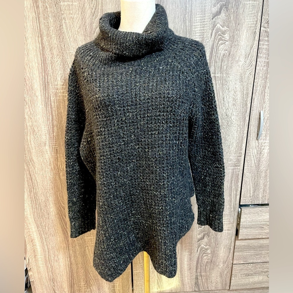 FREE PEOPLE Grey Knit Oversized Sweater Wool/linen Blend.